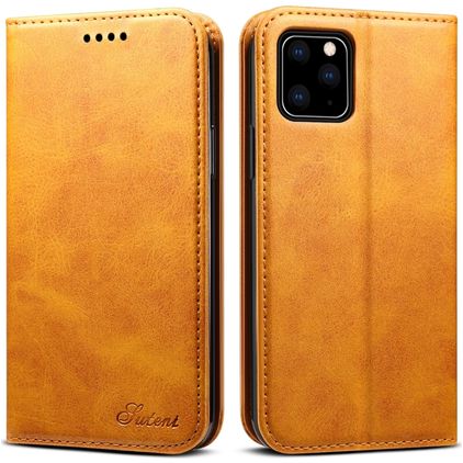 Suteni Art iPhone 11 Hoesje Bookcase Portemonnee - Cognac