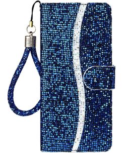 Mobigear Glitter iPhone 12 Pro Hoesje Bookcase Portemonnee - Blauw