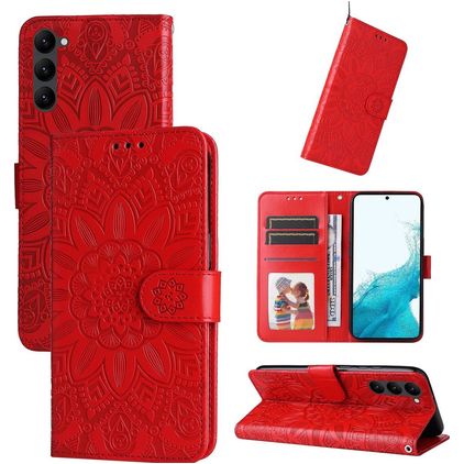 Mobigear Sunflower Samsung Galaxy S23 Hoesje Bookcase Portemonnee - Rood