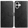 Mobigear Flowers iPhone 17 Hoesje Bookcase Portemonnee - Zwart