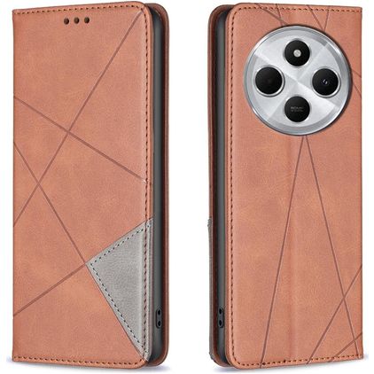 Mobigear Rhombus Slim Xiaomi Redmi 14C Hoesje Bookcase - Bruin