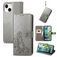 Mobigear Clover iPhone 15 Hoesje Bookcase Portemonnee - Grijs
