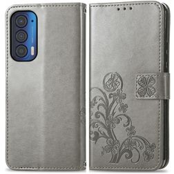 Mobigear Clover Motorola Edge (2021) Hoesje Bookcase Portemonnee - Grijs