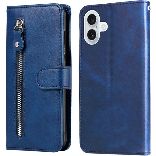 Mobigear Zipper iPhone 17 Hoesje Bookcase Portemonnee - Blauw