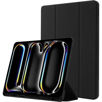Mobigear Tri-Fold Gel iPad Pro 13 Inch (2025) Hoes TPU,Kunstleer Bookcase + Stylus Houder - Zwart
