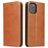 Fierre Shann Art iPhone 12 Mini Hoesje Bookcase Portemonnee - Cognac