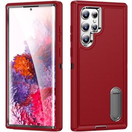 Mobigear Rugged Stand Samsung Galaxy S23 Ultra Hoesje Hardcase Backcover Shockproof met Standaard - Rood