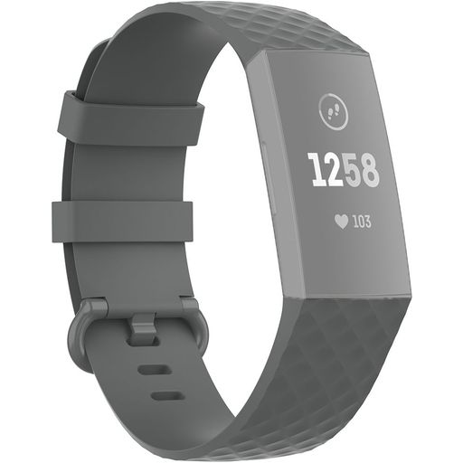 Mobigear Cross Siliconen Fitbit Charge 3 Bandje Gespsluiting - Grijs