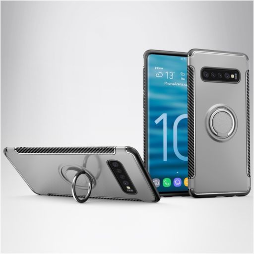 Mobigear Armor Ring Samsung Galaxy S10 Hoesje Hardcase Backcover Shockproof met Ringhouder - Zilver