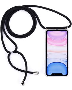 Mobigear Lanyard iPhone 11 Flexibel TPU Hoesje met koord - Transparant / Zwart