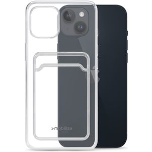 Mobilize Gelly Card Doorzichtig iPhone 14 Plus Hoesje Flexibel TPU Backcover met Pasjeshouder - Transparant
