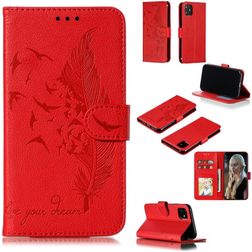 Mobigear Feather iPhone 11 Hoesje Bookcase Portemonnee - Rood