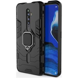 Mobigear Armor Ring OPPO Reno2 Z Hoesje Hardcase Backcover Shockproof met Ringhouder - Zwart