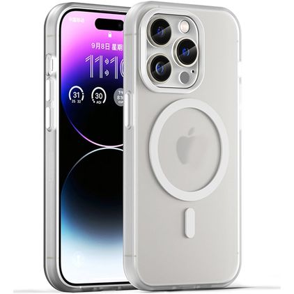 Mobigear Shockproof iPhone 16 Pro Max MagSafe Hoesje Flexibel TPU Backcover - Wit