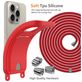 Mobigear Lanyard Card iPhone 16 Pro Max Siliconen Hoesje met koord en Pasjeshouder - Rood