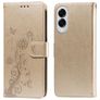 Mobigear Flowers Samsung Galaxy S25 Edge Hoesje Bookcase Portemonnee - Goud