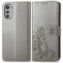 Mobigear Clover Motorola Moto E32s Hoesje Bookcase Portemonnee - Grijs