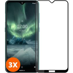 Mobigear Premium Nokia 2.1 Glazen Screenprotector - Case Friendly - Zwart (3-Pack)