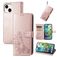 Mobigear Clover iPhone 15 Plus Hoesje Bookcase Portemonnee - Roségoud