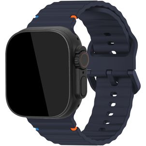 Mobilize Buckle Siliconen Apple Watch Bandje Gespsluiting - 49/46/45/44 mm - Blauw