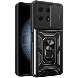 Mobigear Armor Ring Cam Slide HONOR X8A Hoesje Hardcase Backcover Shockproof met Ringhouder en Camera Slider - Zwart