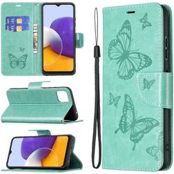 Mobigear Butterfly Samsung Galaxy A22 5G Hoesje Bookcase Portemonnee - Turquoise