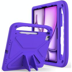 Mobigear AeroArmor iPad Air 13 Inch (2026) Kinder Tablethoes met Handvat + Stylus Houder - Paars
