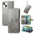 Mobigear Clover iPhone 15 Plus Hoesje Bookcase Portemonnee - Grijs