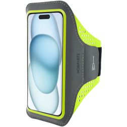 Mobiparts Comfort Fit Telefoonhouder Hardlopen iPhone 15 Sport Hoesje Neopreen Sportarmband - Neon Green