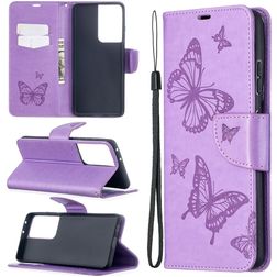 Mobigear Butterfly Samsung Galaxy S21 Ultra Hoesje Bookcase Portemonnee - Paars
