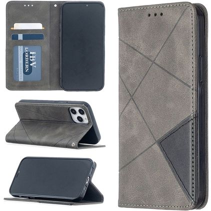 Mobigear Rhombus Slim iPhone 12 Pro Hoesje Bookcase - Grijs