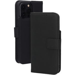 Mobiparts Wallet iPhone 15 Pro Max MagSafe Hoesje Echt Leer Bookcase Portemonnee - Zwart