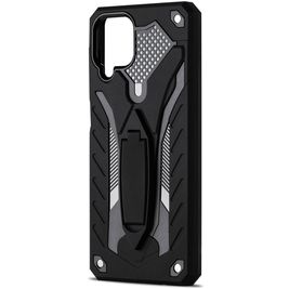 Mobigear Armor Stand Samsung Galaxy A12 Hoesje Hardcase Backcover Shockproof met Standaard - Zwart