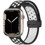 Mobigear Sport Plus Mag Siliconen Apple Watch Bandje Magneetsluiting - 42/41/40/38 mm - Wit / Charcoal