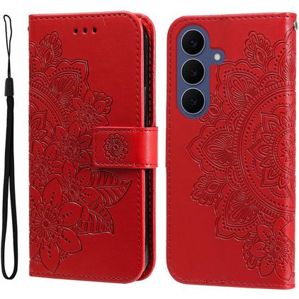 Mobigear Flowers Samsung Galaxy S26 FE Hoesje Bookcase Portemonnee - Rood