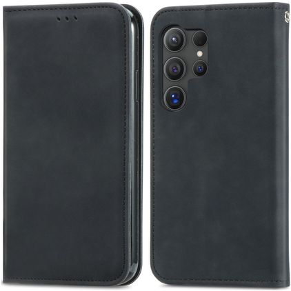 Mobigear Retro Slim Samsung Galaxy S25 Ultra Hoesje Bookcase Portemonnee - Zwart
