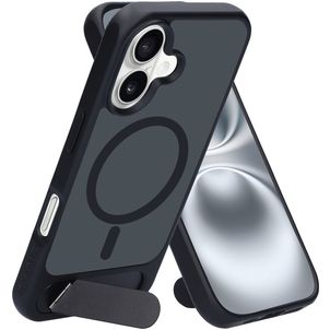 Mobiparts Hardcover iPhone 16 MagSafe Hoesje Hardcase Backcover met Standaard - Satin Black