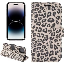 Mobigear Leopard iPhone 14 Pro Hoesje Bookcase Portemonnee - Bruin