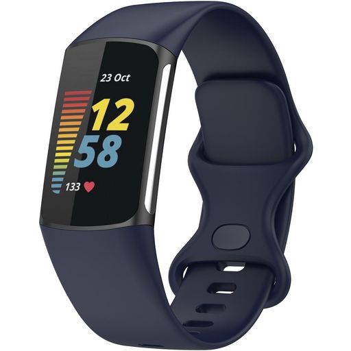 Mobigear Sport Dual Siliconen Fitbit Charge 5 Bandje Druksluiting - Donkerblauw