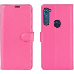 Mobigear Classic Motorola One Fusion Plus Hoesje Bookcase Portemonnee - Magenta