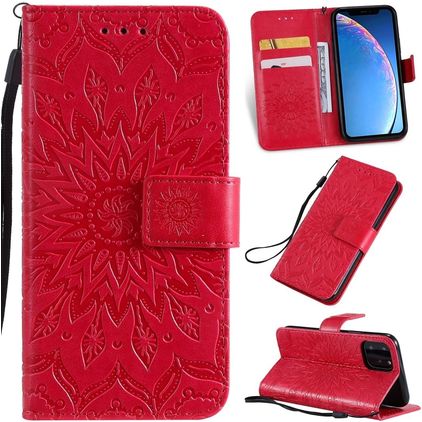Mobigear Sunflower iPhone 11 Pro Hoesje Bookcase Portemonnee - Rood