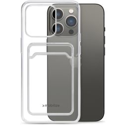 Mobilize Gelly Card Doorzichtig iPhone 13 Pro Hoesje Flexibel TPU Backcover met Pasjeshouder - Transparant