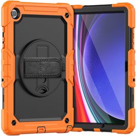 Mobigear SureGrip Xtreme Samsung Galaxy Tab A9 Plus (2023) Hoes Hard Kunststof,Siliconen Backcover + Schouderband + Standaard - Oranje