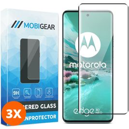 Mobigear Premium Motorola Edge 40 Neo Glazen Screenprotector - Case Friendly - Zwart (3-Pack)