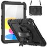 Mobigear SureGrip Xtreme iPad 10 (2022) Hoes Hard Kunststof,Siliconen Backcover + Schouderband + Standaard - Zwart