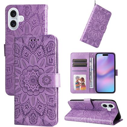 Mobigear Sunflower iPhone 17 Hoesje Bookcase Portemonnee - Paars