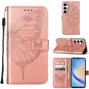 Mobigear Butterfly Samsung Galaxy A35 Hoesje Bookcase Portemonnee - Roségoud