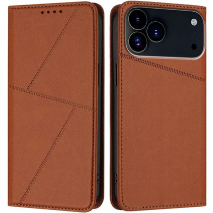 Mobigear Frosted Flip iPhone 17 Pro Hoesje Bookcase Portemonnee - Bruin