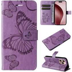 Mobigear Butterfly iPhone 16 Pro Hoesje Bookcase Portemonnee - Paars