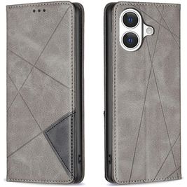Mobigear Rhombus Slim iPhone 17 Hoesje Bookcase - Grijs